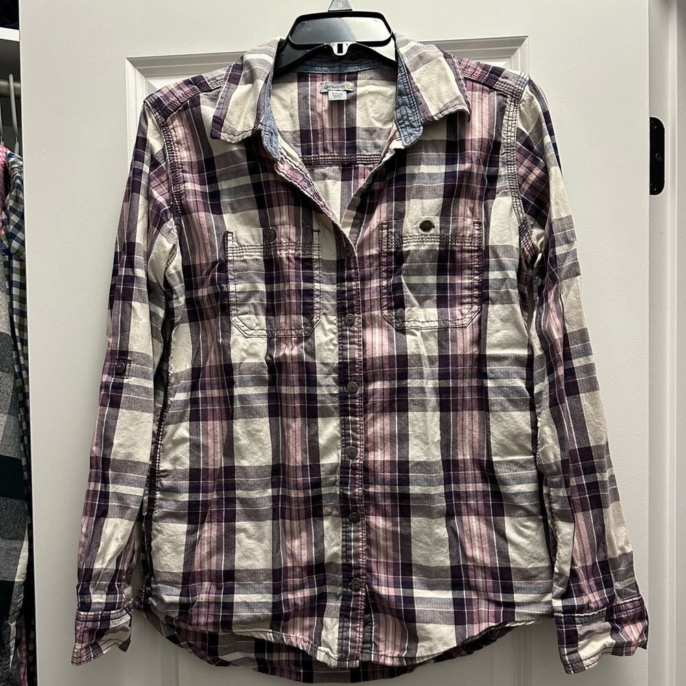 Carhartt plaid long sleeve button down shirt